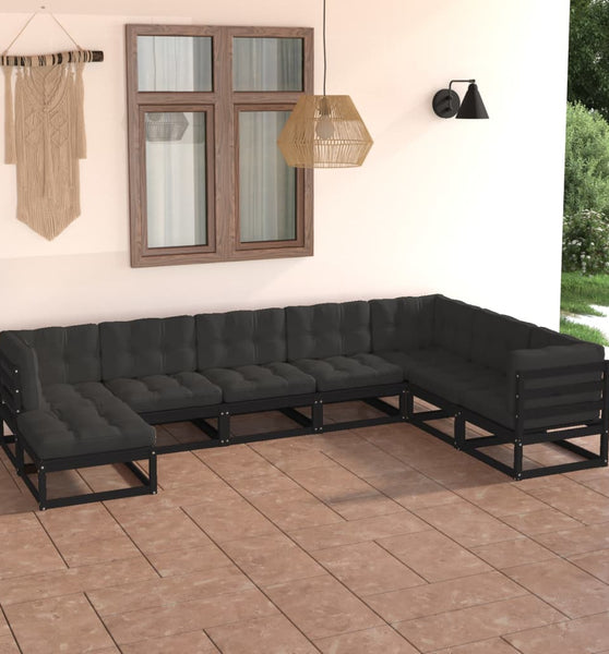 8-tlg. Garten-Lounge-Set mit Kissen Massivholz Kiefer