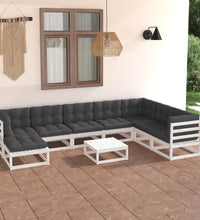 9-tlg. Garten-Lounge-Set mit Kissen Massivholz Kiefer