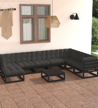 9-tlg. Garten-Lounge-Set mit Kissen Massivholz Kiefer