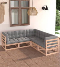 5-tlg. Garten-Lounge-Set mit Kissen Massivholz Kiefer