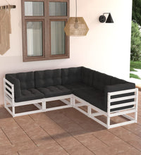 5-tlg. Garten-Lounge-Set mit Kissen Massivholz Kiefer