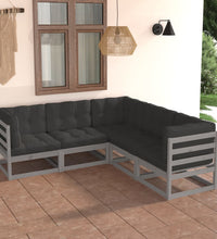 5-tlg. Garten-Lounge-Set mit Kissen Massivholz Kiefer