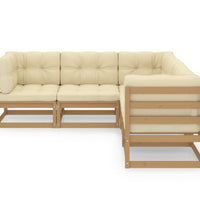 5-tlg. Garten-Lounge-Set mit Kissen Massivholz Kiefer