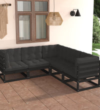 5-tlg. Garten-Lounge-Set mit Kissen Massivholz Kiefer