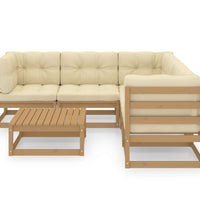 6-tlg. Garten-Lounge-Set mit Kissen Massivholz Kiefer