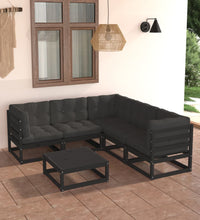 6-tlg. Garten-Lounge-Set mit Kissen Massivholz Kiefer