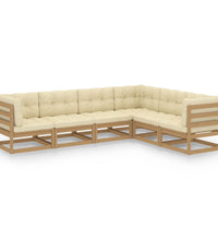 6-tlg. Garten-Lounge-Set mit Kissen Massivholz Kiefer