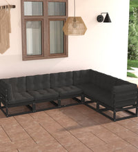 6-tlg. Garten-Lounge-Set mit Kissen Massivholz Kiefer