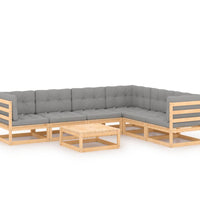 7-tlg. Garten-Lounge-Set mit Kissen Massivholz Kiefer