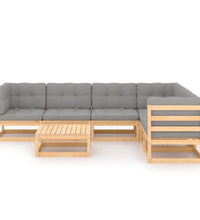 7-tlg. Garten-Lounge-Set mit Kissen Massivholz Kiefer