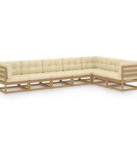 7-tlg Garten-Lounge-Set mit Kissen Honigbraun Massivholz Kiefer