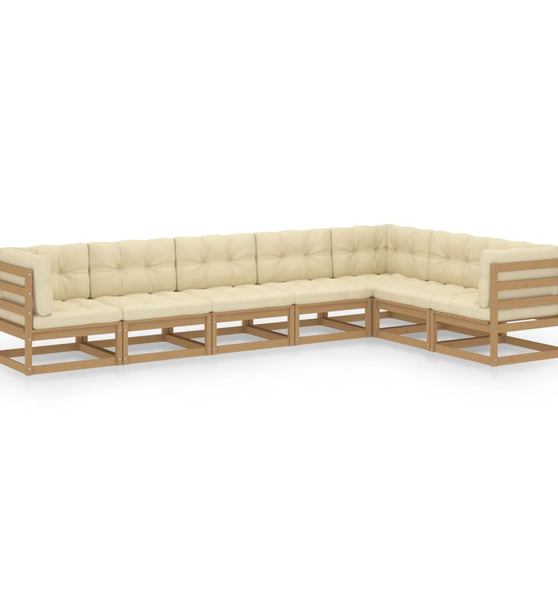 7-tlg Garten-Lounge-Set mit Kissen Honigbraun Massivholz Kiefer