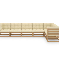 7-tlg Garten-Lounge-Set mit Kissen Honigbraun Massivholz Kiefer