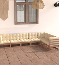 7-tlg Garten-Lounge-Set mit Kissen Honigbraun Massivholz Kiefer