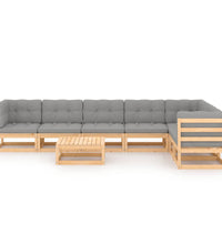 8-tlg. Garten-Lounge-Set mit Kissen Massivholz Kiefer