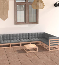 8-tlg. Garten-Lounge-Set mit Kissen Massivholz Kiefer