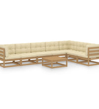 8-tlg Garten-Lounge-Set mit Kissen Honigbraun Massivholz Kiefer