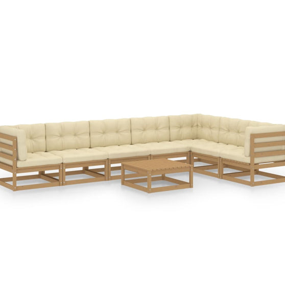 8-tlg Garten-Lounge-Set mit Kissen Honigbraun Massivholz Kiefer