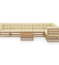 8-tlg Garten-Lounge-Set mit Kissen Honigbraun Massivholz Kiefer