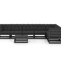 8-tlg. Garten-Lounge-Set mit Kissen Schwarz Massivholz Kiefer