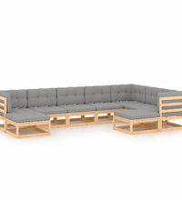 9-tlg. Garten-Lounge-Set mit Kissen Massivholz Kiefer