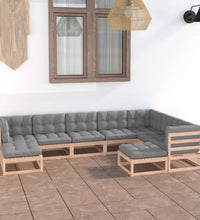 9-tlg. Garten-Lounge-Set mit Kissen Massivholz Kiefer