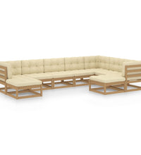 9-tlg Garten-Lounge-Set mit Kissen Honigbraun Massivholz Kiefer