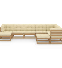 9-tlg Garten-Lounge-Set mit Kissen Honigbraun Massivholz Kiefer