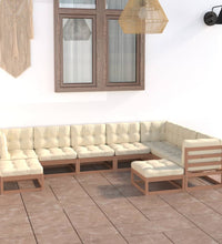 9-tlg Garten-Lounge-Set mit Kissen Honigbraun Massivholz Kiefer