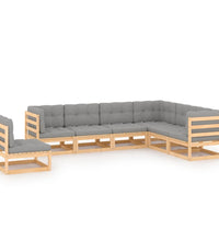 7-tlg. Garten-Lounge-Set mit Kissen Massivholz Kiefer