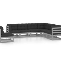 7-tlg. Garten-Lounge-Set mit Kissen Grau Massivholz Kiefer