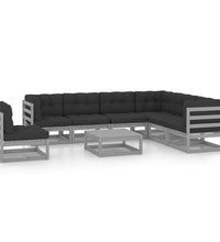 8-tlg. Garten-Lounge-Set mit Kissen Grau Massivholz Kiefer