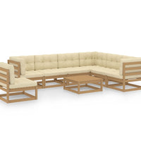 8-tlg Garten-Lounge-Set mit Kissen Honigbraun Massivholz Kiefer