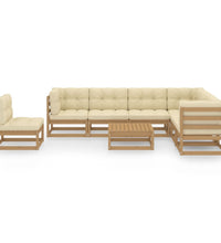 8-tlg Garten-Lounge-Set mit Kissen Honigbraun Massivholz Kiefer