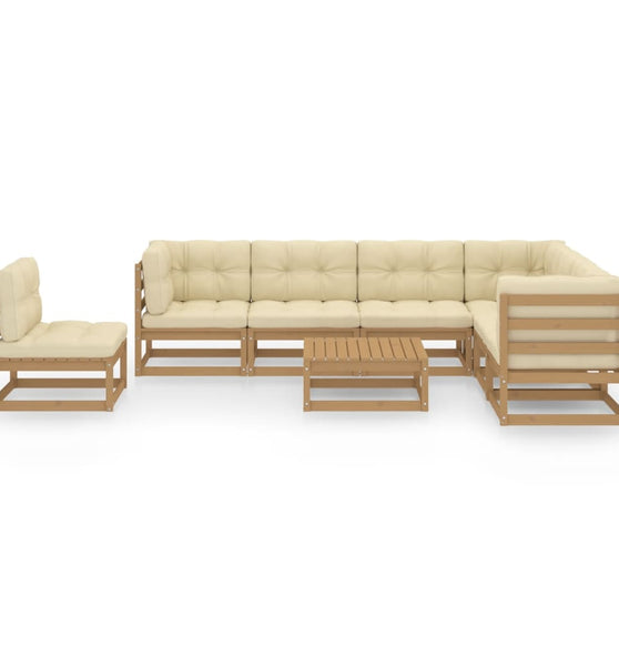 8-tlg Garten-Lounge-Set mit Kissen Honigbraun Massivholz Kiefer