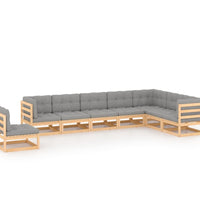 8-tlg. Garten-Lounge-Set mit Kissen Massivholz Kiefer