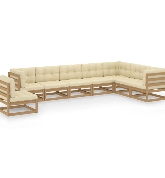 8-tlg Garten-Lounge-Set mit Kissen Honigbraun Massivholz Kiefer