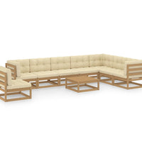 9-tlg Garten-Lounge-Set mit Kissen Honigbraun Massivholz Kiefer