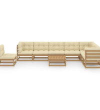 9-tlg Garten-Lounge-Set mit Kissen Honigbraun Massivholz Kiefer