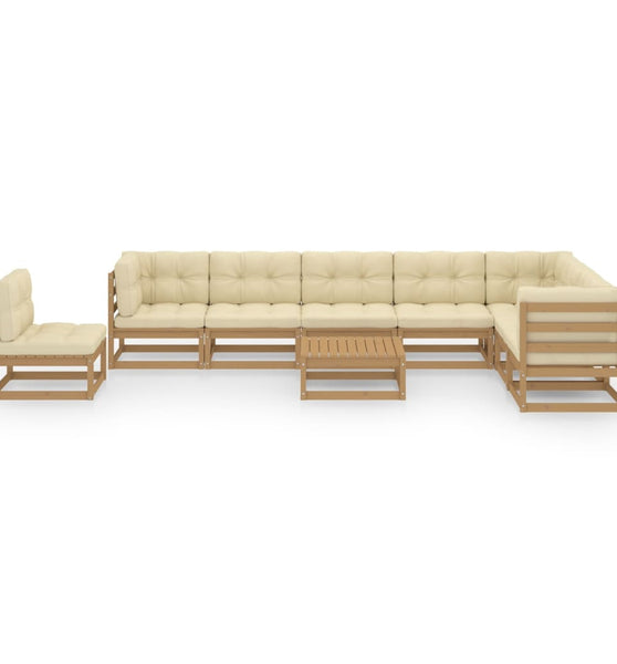 9-tlg Garten-Lounge-Set mit Kissen Honigbraun Massivholz Kiefer