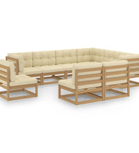 9-tlg Garten-Lounge-Set mit Kissen Honigbraun Massivholz Kiefer