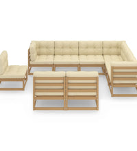 9-tlg Garten-Lounge-Set mit Kissen Honigbraun Massivholz Kiefer