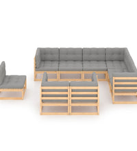 9-tlg. Garten-Lounge-Set mit Kissen Massivholz Kiefer