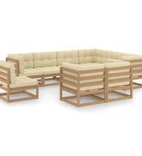 9-tlg Garten-Lounge-Set mit Kissen Honigbraun Massivholz Kiefer