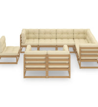 9-tlg Garten-Lounge-Set mit Kissen Honigbraun Massivholz Kiefer