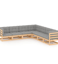 7-tlg. Garten-Lounge-Set mit Kissen Massivholz Kiefer