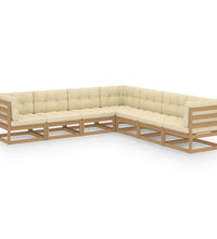 7-tlg Garten-Lounge-Set mit Kissen Honigbraun Massivholz Kiefer