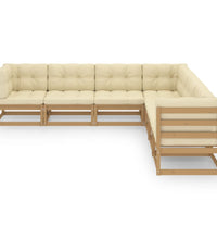 7-tlg Garten-Lounge-Set mit Kissen Honigbraun Massivholz Kiefer