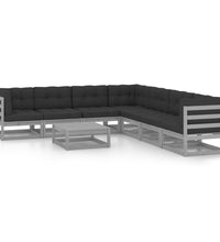 8-tlg. Garten-Lounge-Set mit Kissen Grau Massivholz Kiefer