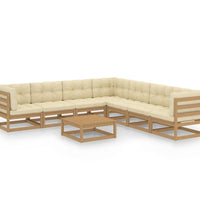 8-tlg Garten-Lounge-Set mit Kissen Honigbraun Massivholz Kiefer